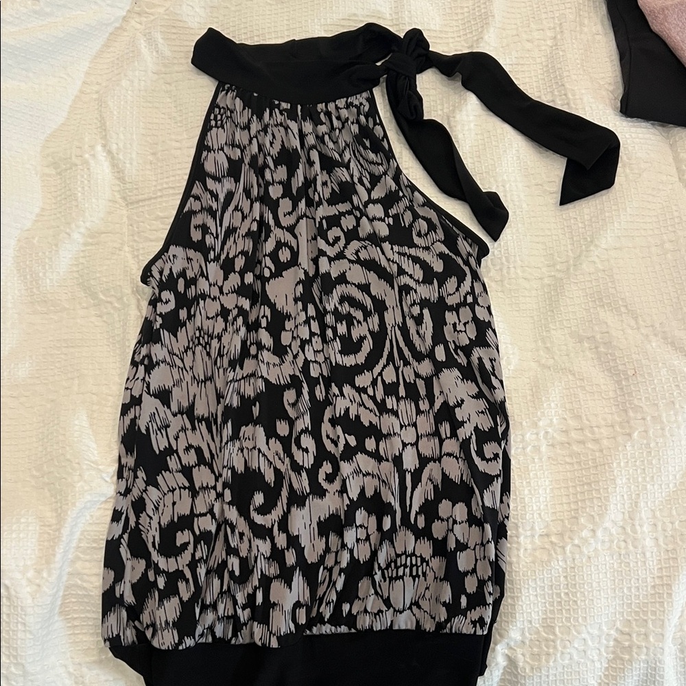 Heart Soul Black and Gray Patterned Blouse